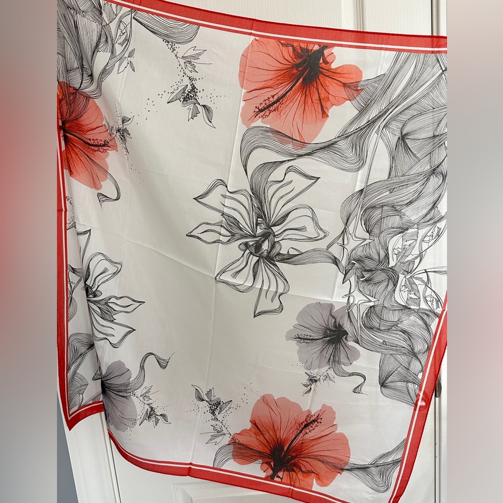 silk cotton blend floral large scarf